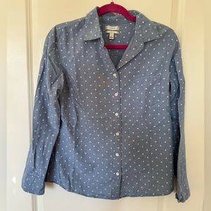 J Crew Polka Dot Chambray Button Down